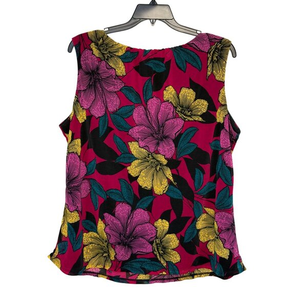 Worthington Woman Jewel Tone Floral Print Sleeveless Top‎ Career Office Size 3X - Picture 6 of 9